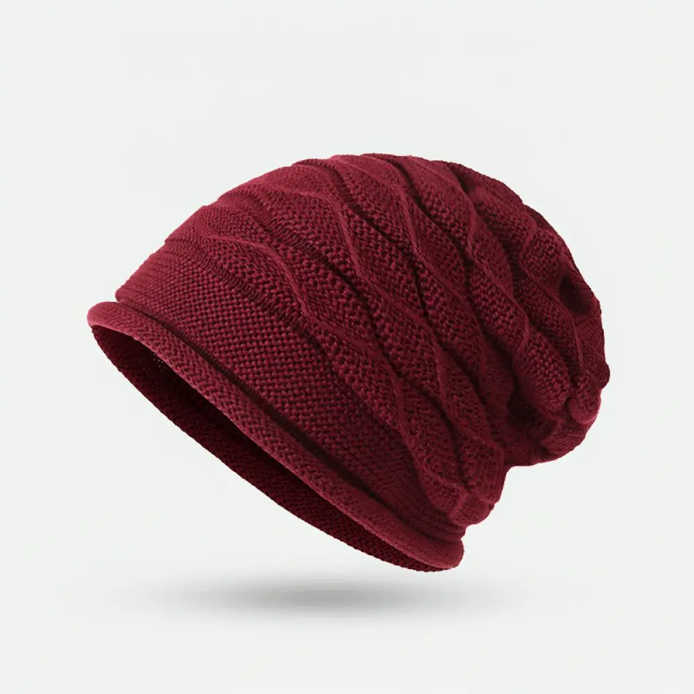 Womens Winter Knit Beanie Hat Soft Slouchy Cap Folded Brim Fashion Warm Casual Outdoor Daily Wear Stretchy Bonnet