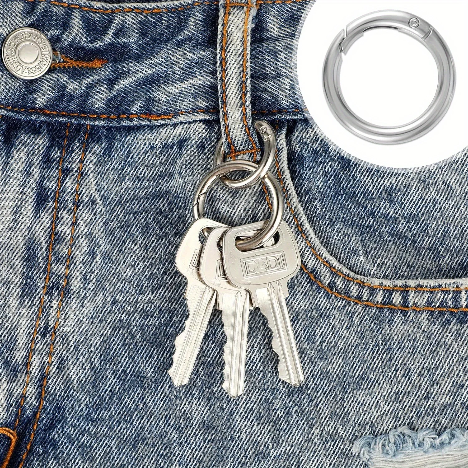 5PCS Spring O Ring Metal Round Carabiner Clip Circle Key Ring Clips for Keychain Buckle Bags Purse Handbag Craft Keychain Clip