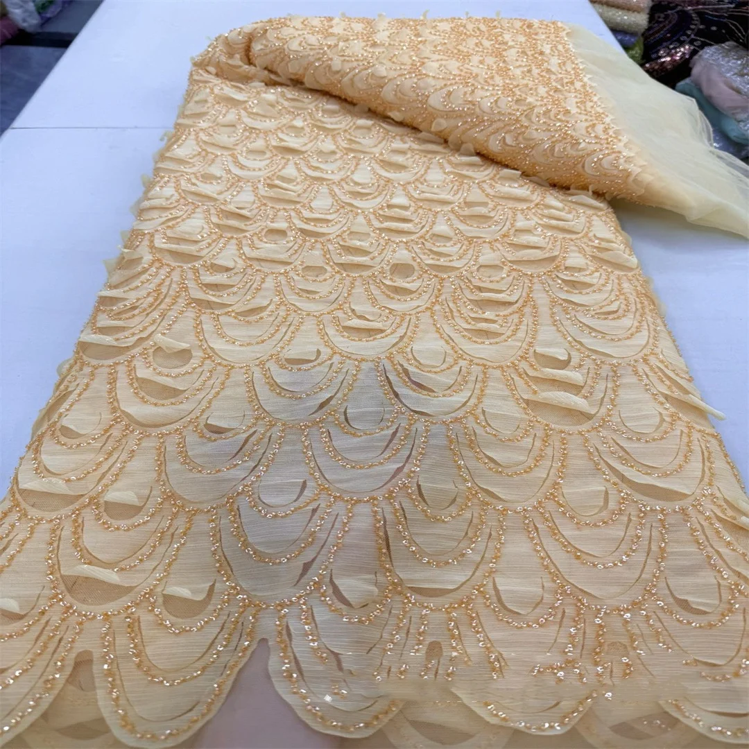 3D 꽃 프랑스어 레이스 페르시 수 놓은 스팽글 Tulle 패브릭 신부 드레스 어린이 의류 웨딩 키즈 의류 소재