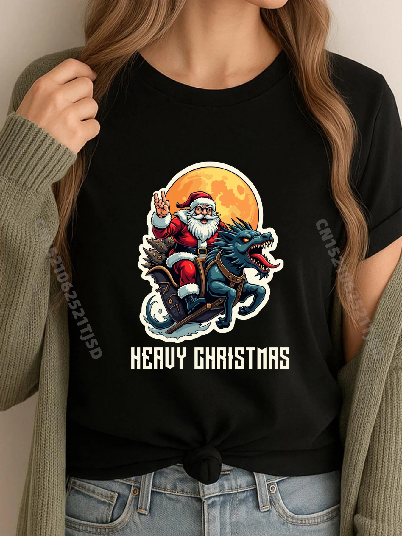 

Christmas Santa Claus Power Metal Graphic Tee Cotton Mans Men's Cotton T-Shirt