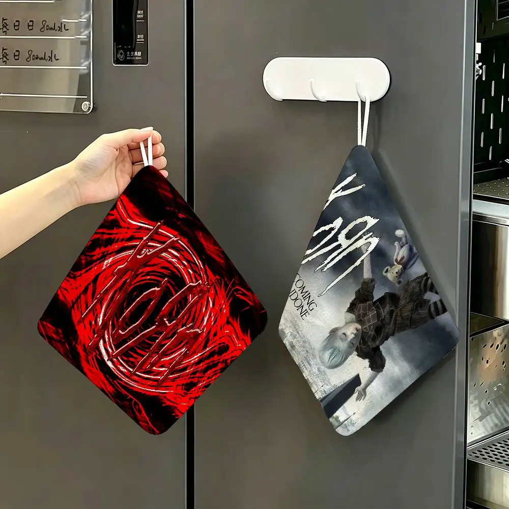 Rock Band K-Korn Polyester Cotton Hand Wiping Towel, Anti-shrink Hanging Kitchen Cloth for Household Cleaning