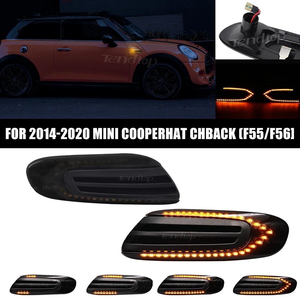 

Для BMW MINI Cooper F55 F56 F57 2014 2015 2016 2017 12 В светодиодный дымчатый объектив последовательный мигающий янтарный светодиодный комплект боковых габаритных фонарей на крыле