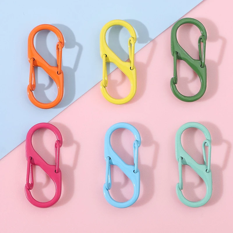 4Pcs 13x32mm Candy Color Double Openning Key Ring Lobster Clasp Key Snap Hooks Keyrings DIY Jewelry Making Finding DIY Key Chain