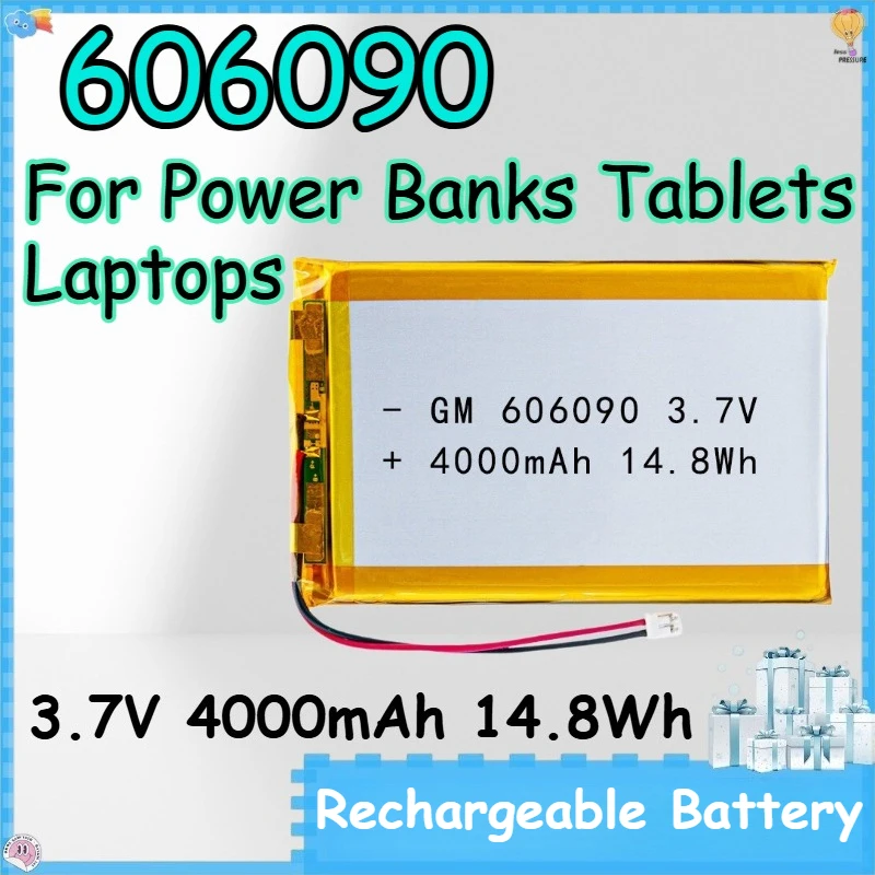 

606090 3.7V 4000mAh 14.8Wh Rechargeable Battery for Power Banks Tablets Laptops Polymer Lithium Battery