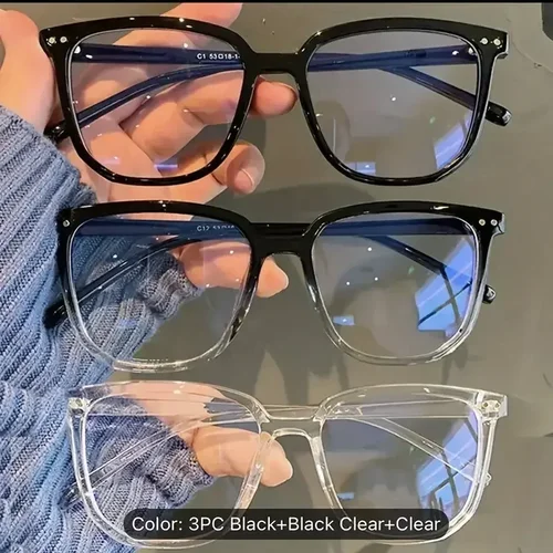 Imagen 2 del producto Montura de gafas de ordenador transparente clásica para hombre y mujer, gafas de bloqueo de luz azul, lentes de vidrio óptico, gafas masculinas