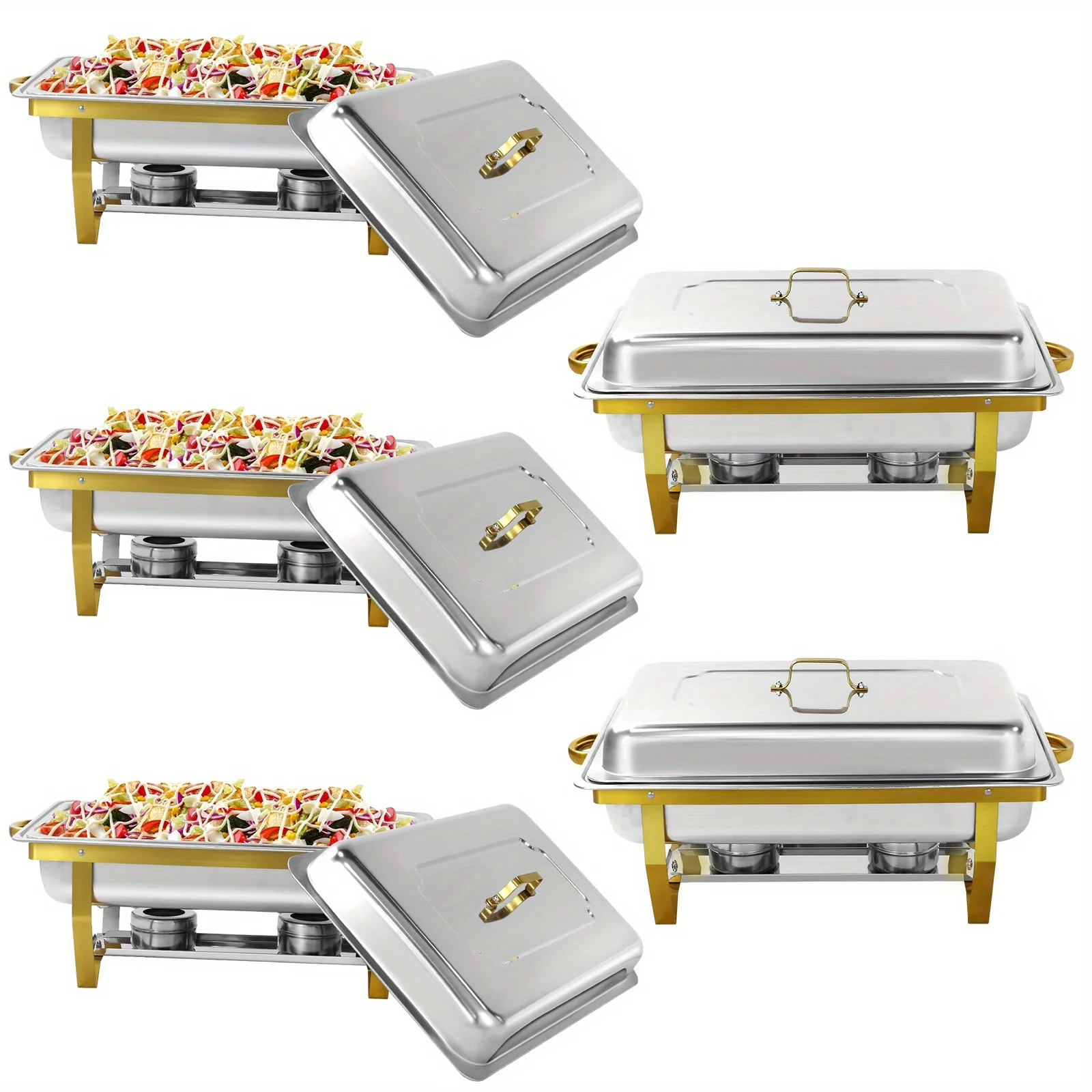 

5/7/9/10pcs 8QT Full Pan Chafing Dish Buffet Set, High Grade Chafing Dishes for Buffet, Chafers And Buffet Warmers Sets for Birthday, Wedding, Rolled-Edge Design with Golden And Silvery Only for Cooking Golden Plating Process, Only for Cooking