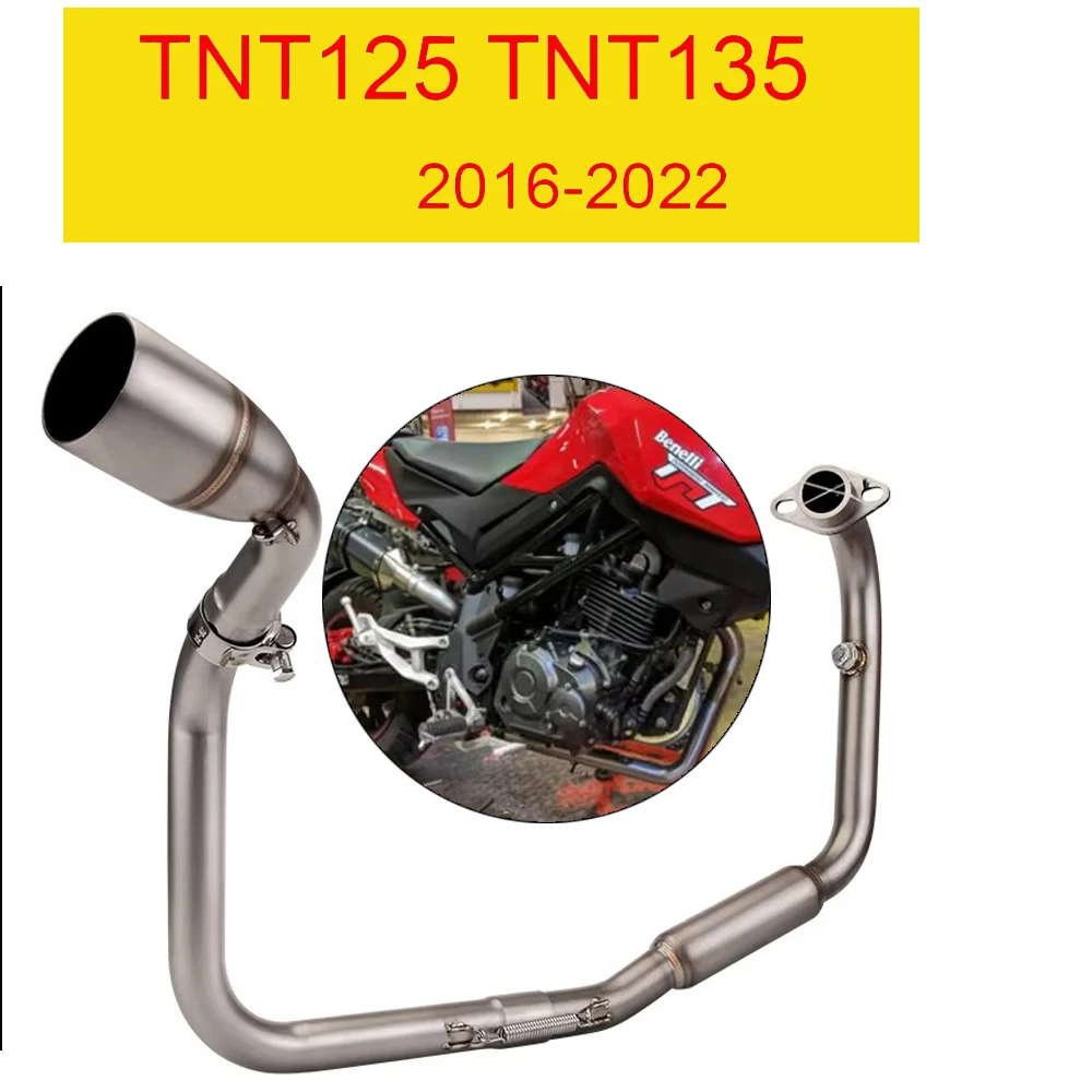 

51mm Muffler For Benelli TNT125 BJ125-3E Motorcycle Exhaust Systems Modify Front Mid Link Pipe With Catalyst 2017-2022