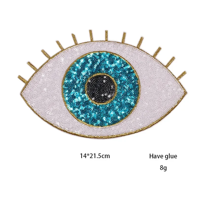 Mysterious Eye Sequined Appliques Evil Eye Symbol Iron on Badge Colored Human Eye Thermo Patch for Fashion Hoodie Sweatshirt DIY