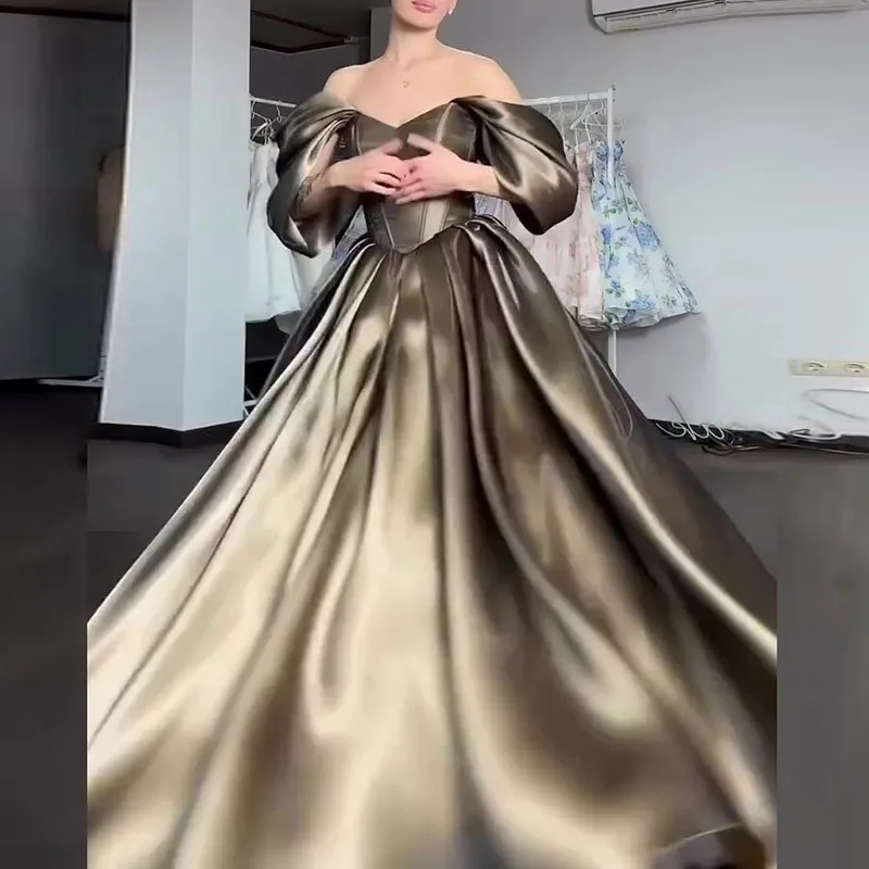 Sexy Strapless Backless Slim Solid Dress Elegant Off Shoulder Satin Evening Dress Women Fashion Hight Waist Formal Party Dress - Image 4