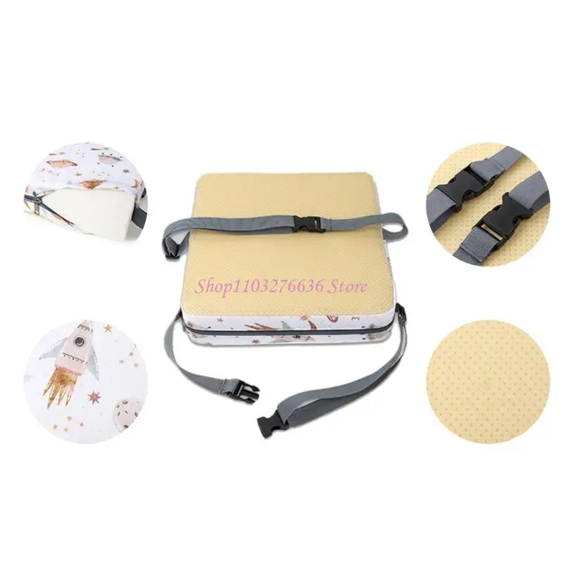 

R6FD Baby Seats Thick Highchair Cushion Square Cushion Printed Pattern Pad with Strap Dining Chairs Cushion