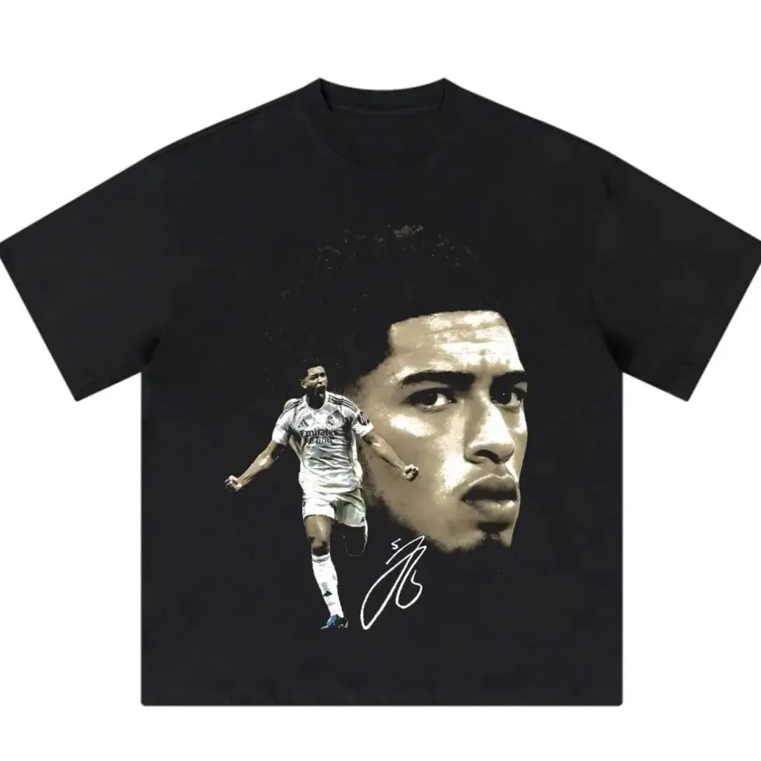 Women's Bellingham Retro Dual Image Short-Sleeve T-Shirt - Unisex Soft Fabric Casual Streetwear, Player Portrait  Signature Graphic, Outdoor Vibe Match Day Top