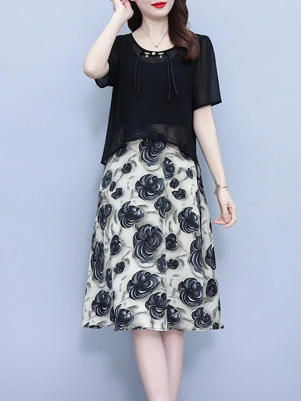 Novo chinês sle feminino dr verão 2025 tamanho grande na moda ort sve a linha saia de cintura alta impresso casual confortável