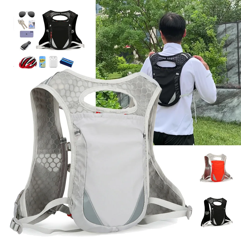 

Tactical Running Backpack Lightweight Hydration Vest Adjustable Reflective Large Capacity Water Bag for Trail Running Cycling