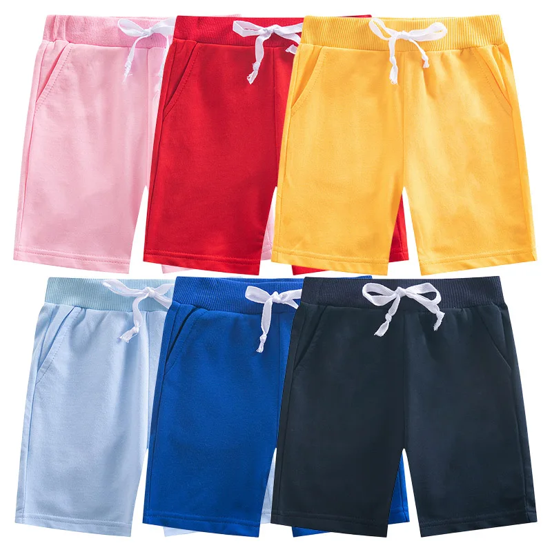 2025 Children Summer Shorts for Boys Girls Cotton Solid Elastic Waist Beach Short Sports Pants Toddler Kids Clothes Dropship 10Y