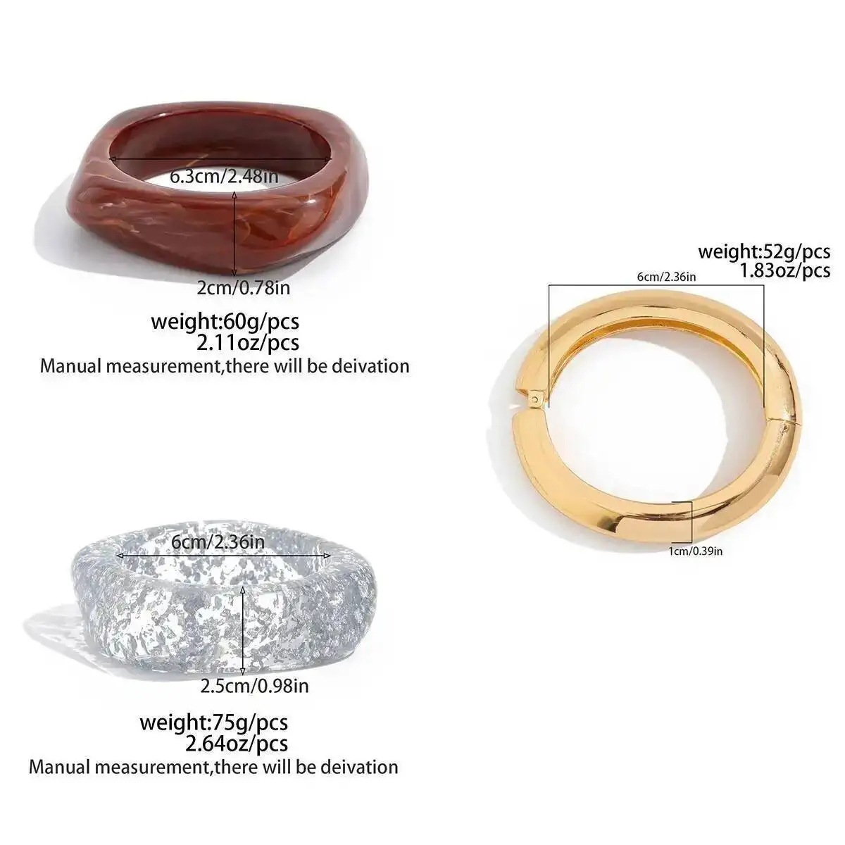 الهيب هوب الراتنج الاكريليك غير النظامية واسعة سوار الشرير هندسية سميكة الإسورة للنساء زوجين مجوهرات الإكسسوار 3 أنماط