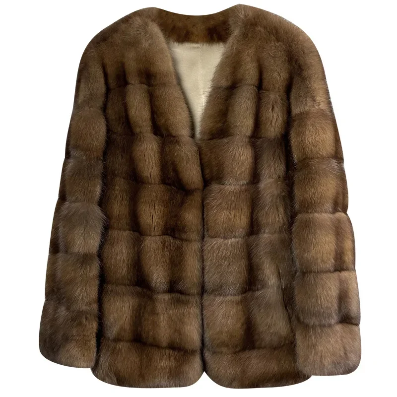 

Work Faux Fur Jackets Women Coats Mid Length Coat Y2k Streetwear Overcoat Open Stitch Thick Warm Outerwear Autumn Winter Jacket