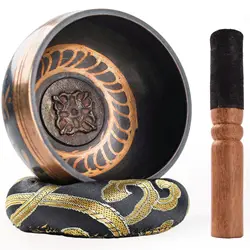Tibetan Singing Bowl Set Lotus Unique Gift Helpful for Meditation Yoga Relaxation Chakra Healing Prayer and Mindfulness