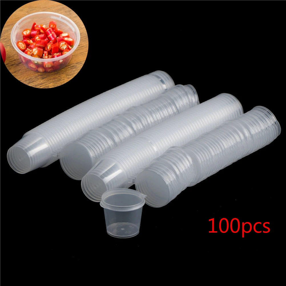 Contenedor de condimentos de grado alimenticio, cajas de salsa, caja de embalaje para llevar, tazas desechables para aceite, vinagre, ajo y Chile, 100 piezas