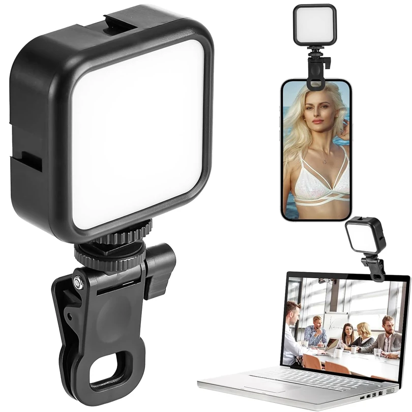 LED Selfie Fill Light,Clip Tripod Stand,for Video,Photos,Make Up,3 Color Mode Controller,USB Charging Powered,for Phone/Laptop