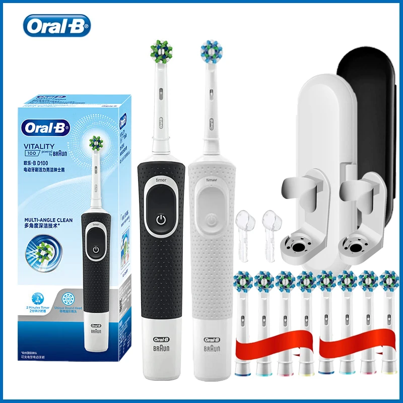 

Oral B Electric Toothbrush D100 2D Rotation Cleaning Electronic Toothbrush Inductive Charger Waterproof 2 Min Timer With Gifts