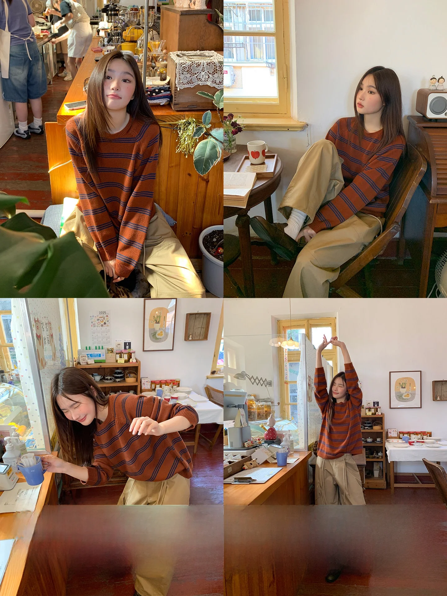 

Мягкий уютный полосатый вязаный свитер свободного кроя с вставками на плечах для женщин, с эффектом стройности, осенний, модный, повседневный, с круглым вырезом