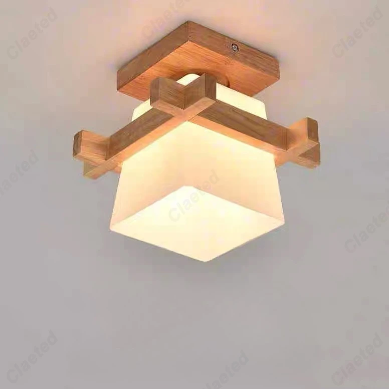 European Style New LED Solid Wood Ceiling Lamp Living Room Dining Room Corridor Balcony Study Bedroom Decorative Lighting