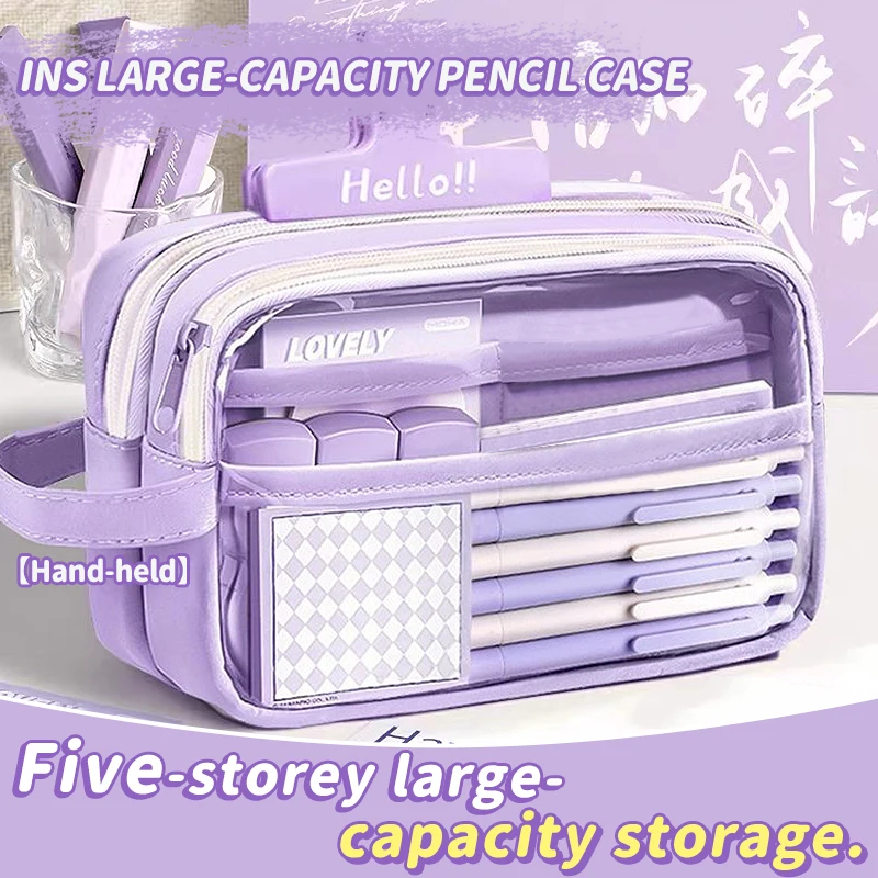 1 Large Capacity Pencil Case and Stationery Bag with Multiple Compartments, Suitable for Organizing Office and School Supplies