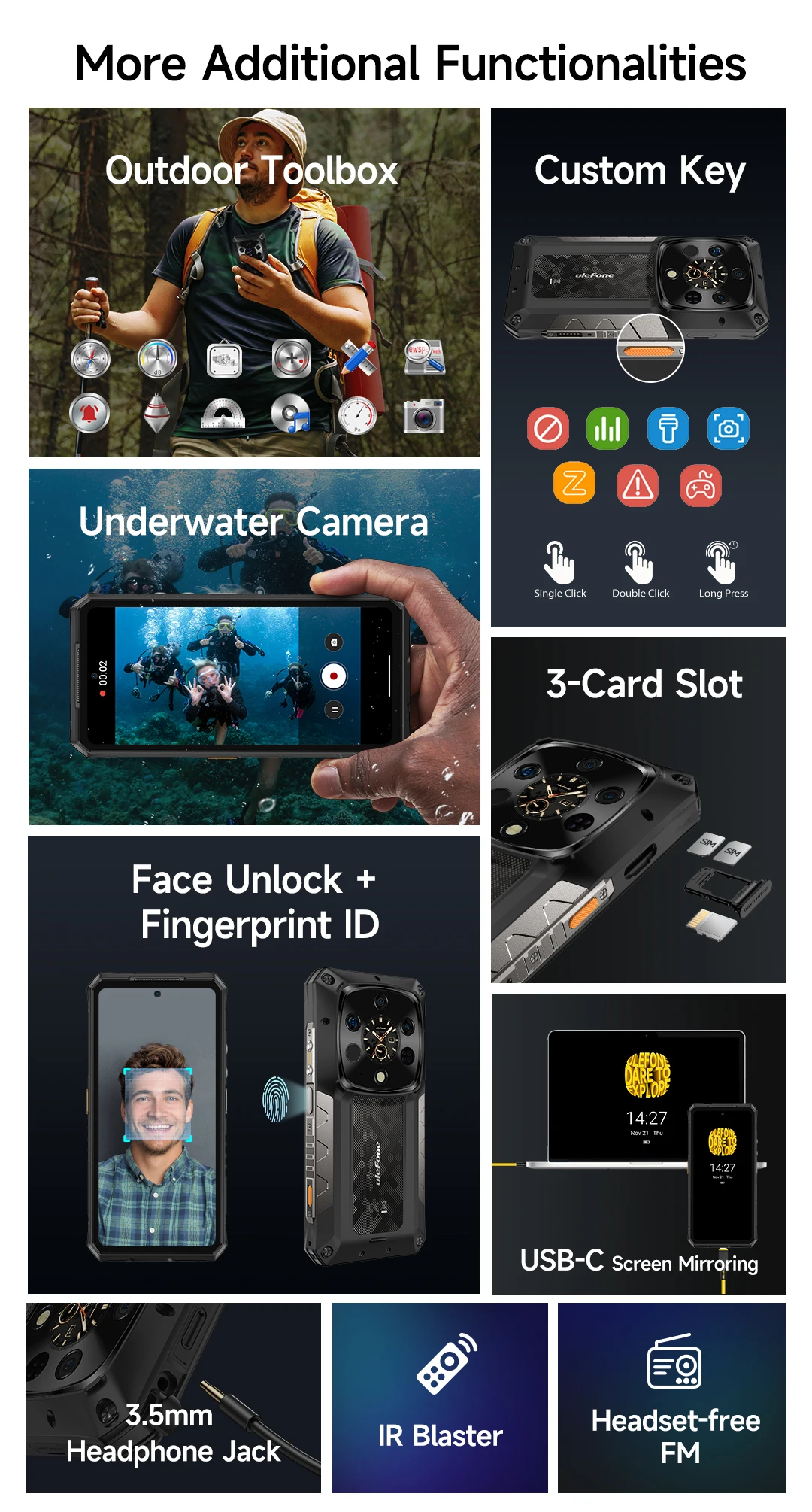 Ulefone Armor 28 Ultra T 5G AI Rugged Smartphone Android 1TB ROM+32GB RAM AMOLED 6.67" Dimensity 9300+