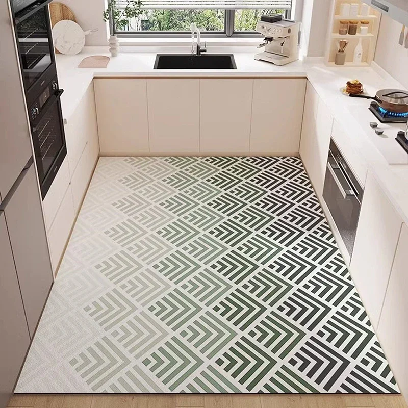 Kitchen Floor Mat Pvc Leather Waterproof Non-slip Large Size Carpet Oil-proof Foot Mats Modern Minimalist Style Home Decor Rug