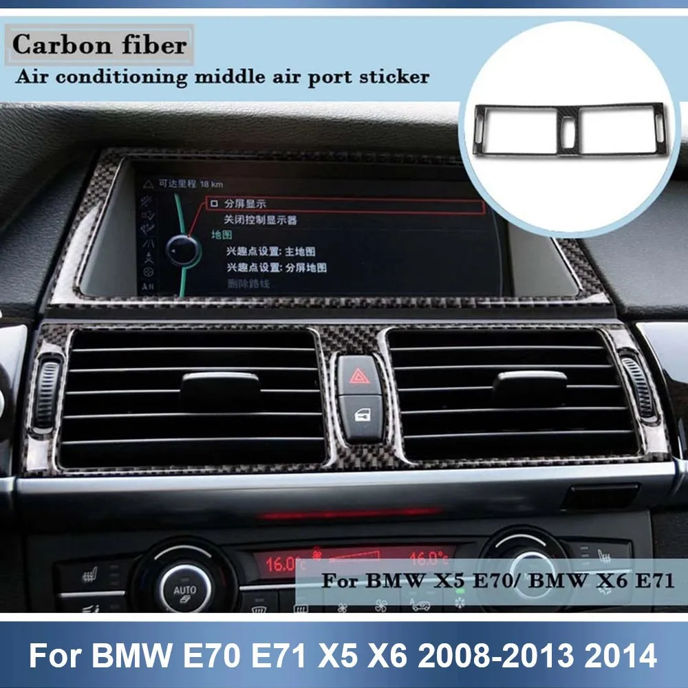 

1SET 3D Gloss Carbon Fiber Stickers Car Air Panel Outlet Protective Covers For BMW E70 E71 X5 X6 2008-2014 M Accessories