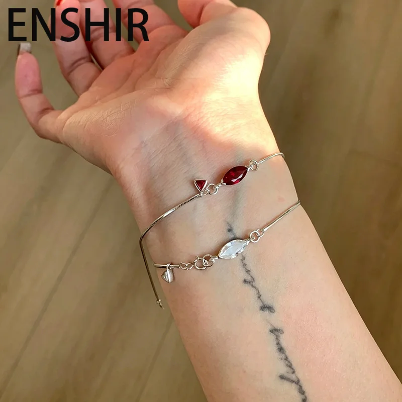 ENSHIR Marquise Cut Geometric Water Drop Triangle Bracelet for Women Stackable Delicate Simple Holiday Jewelry Gifts Wholesale