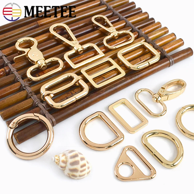 

5/10Pcs 20-38mm LightGold O D Ring Metal Buckles Keychain Swivel Lobster Clasp Bag Strap Tri Glide Slider Hardware Accessories