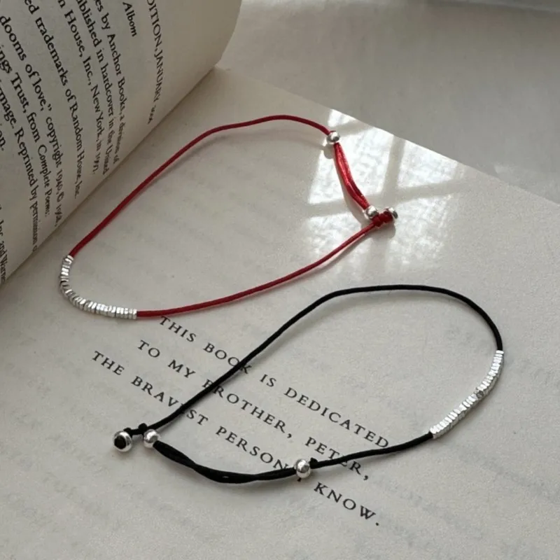 VENTFILLE 100% Solid 925 Sterling Silver Bracelet For Women Red String Beads Lucky Health Jewelry Birthday Gift Dropshipping