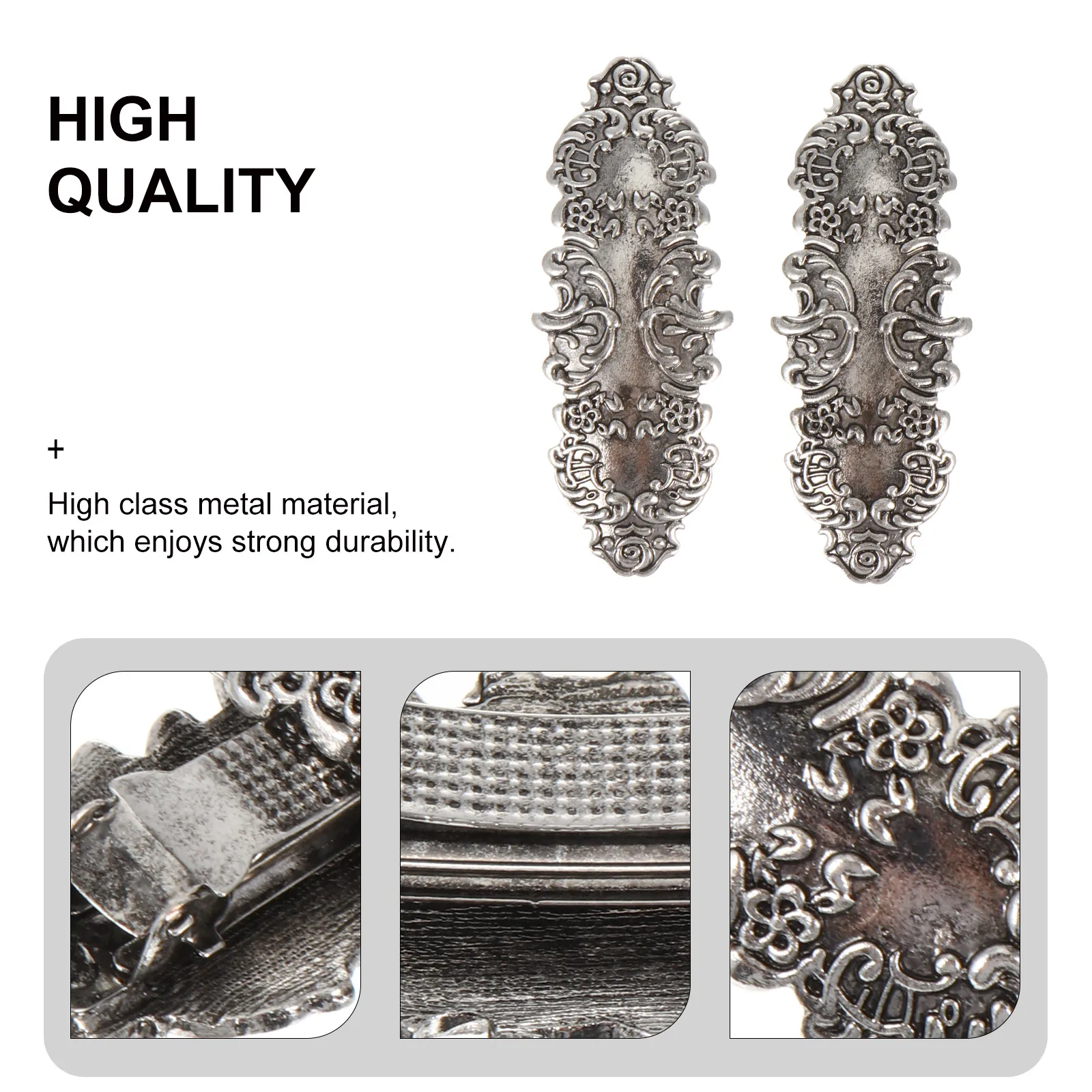 

2pcs Retro Metal Hair Clips Big Women Fancy Barrette Large French Barrettes Non Slip Durable Alloy Hairpins Lightweight Elegant