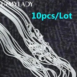 URMYLADY 10pcs 925 sterling silver fine 1MM snake chain necklace for women man 16-30inches fashion party wedding Jewelry gifts