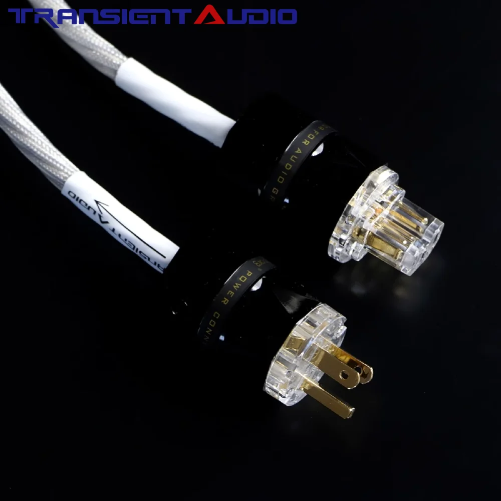 TRANSIENTHI-FIAUDIO 7NOCC Copper Silver-Plated Audio Amplifier Hi-Fi Grade 5-Core Power Cable with diamond-shaped US/EU Plug