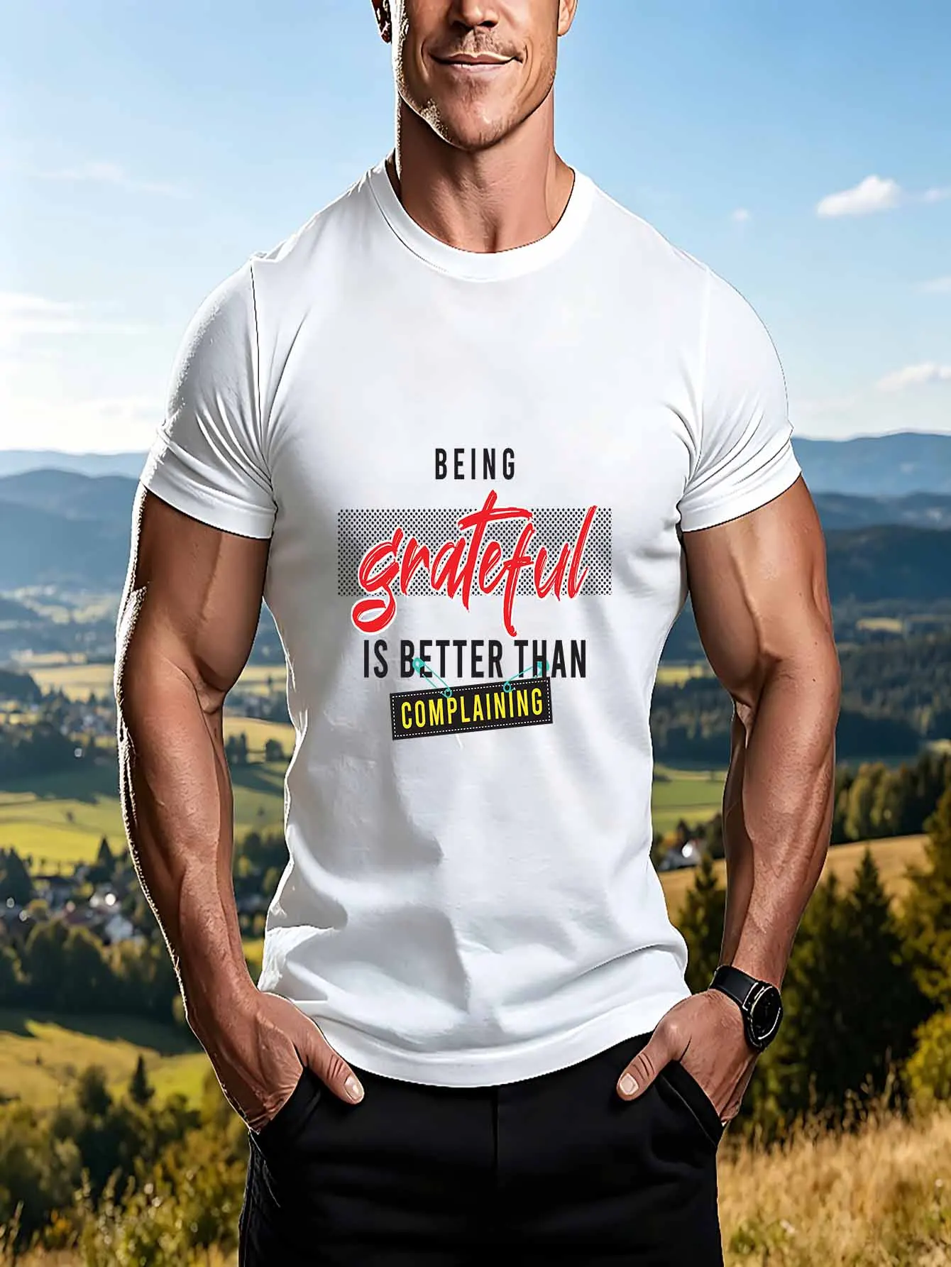 T-shirt en coton à manches courtes et col rond pour hommes, avec image « Make Miracles For Me », style streetwear et urbain, été