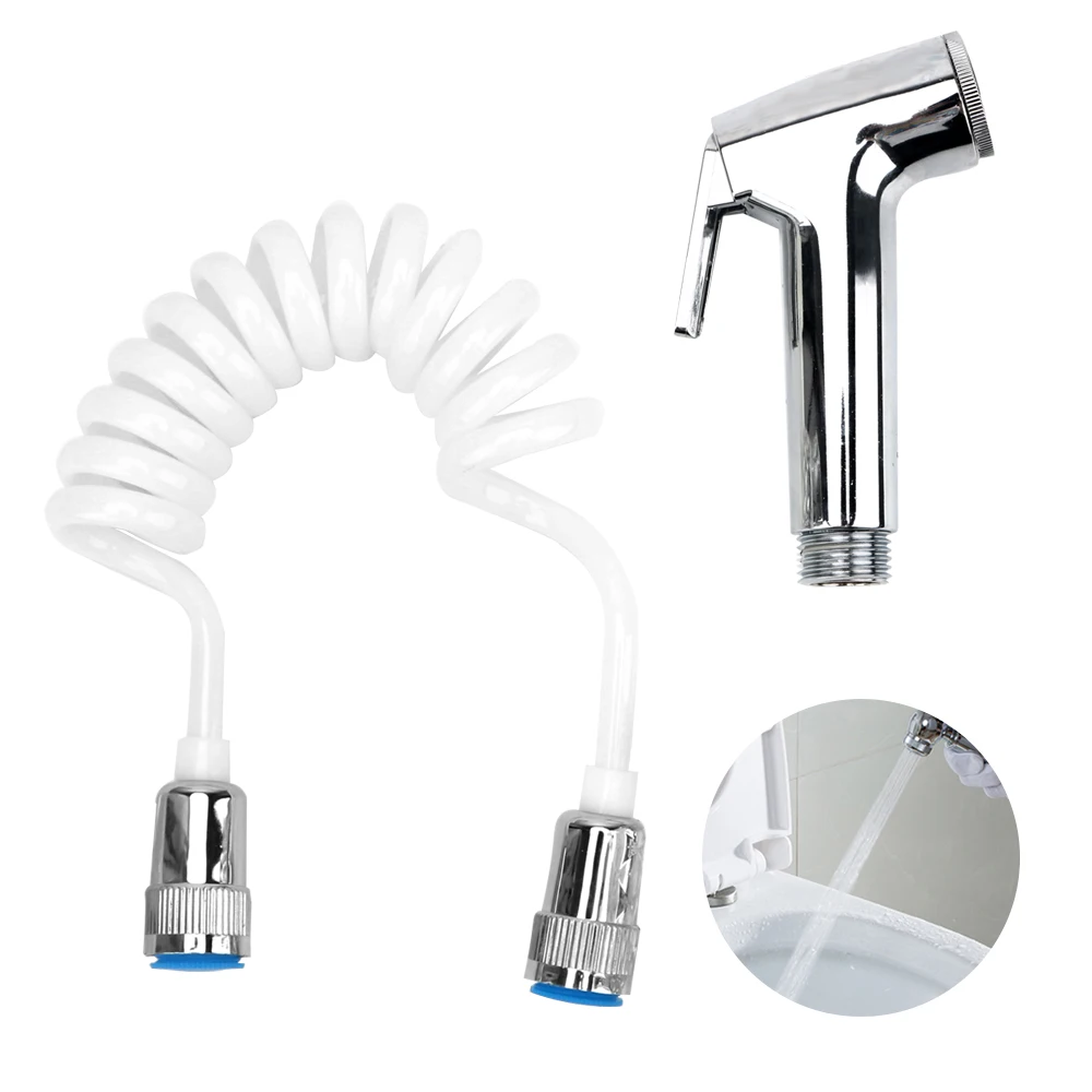 

With Telephone Shower Hose Shower Head Nozzle Spray Gun Portable Handheld Bidet Toilet Sprayer Bathroom Cleaning Tools