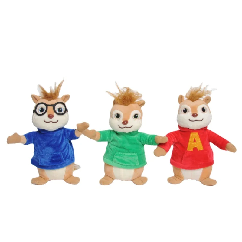 3ชิ้น/ล็อต20cm ของเล่นภาพยนตร์ Alvin The Chipmunks ตุ๊กตาสัตว์น่ารักตุ๊กตาสัตว์ยัดไส้นุ่มของเล่นสำหรับเด็กของขวัญวันเกิด