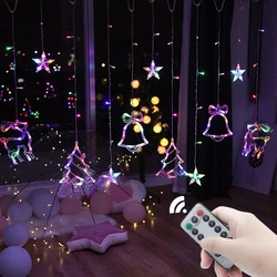 Luci natalizie 2024 LED festone String Fairy Garland Curtain Light Decor per natale Home Holiday 2025 decorazione di capodanno