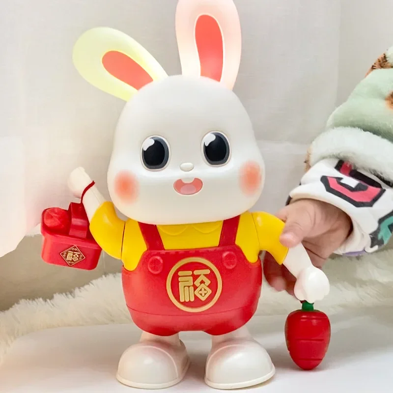 Danza elettrica Xiaofu Rabbit Douyin stesso robot illuminazione musica giocattoli educativi luminosi per bambini