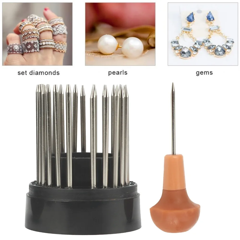 

24pcs Black Beading Tool Set Micro Beading Top Needle Pens Hand-Carved Jewelry Setting Tools Metal Beading Setting Tool