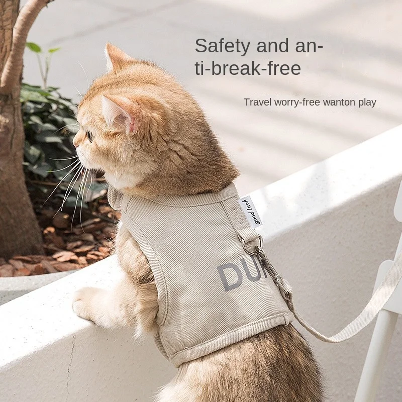 Correa de Tracción para Gatos, Arnés Antiescape para Gatos, Arnés Transpirable para Mascotas para las Cuatro Estaciones, Correa para Gatos, Correa para Perros para Paseos al Aire Libre