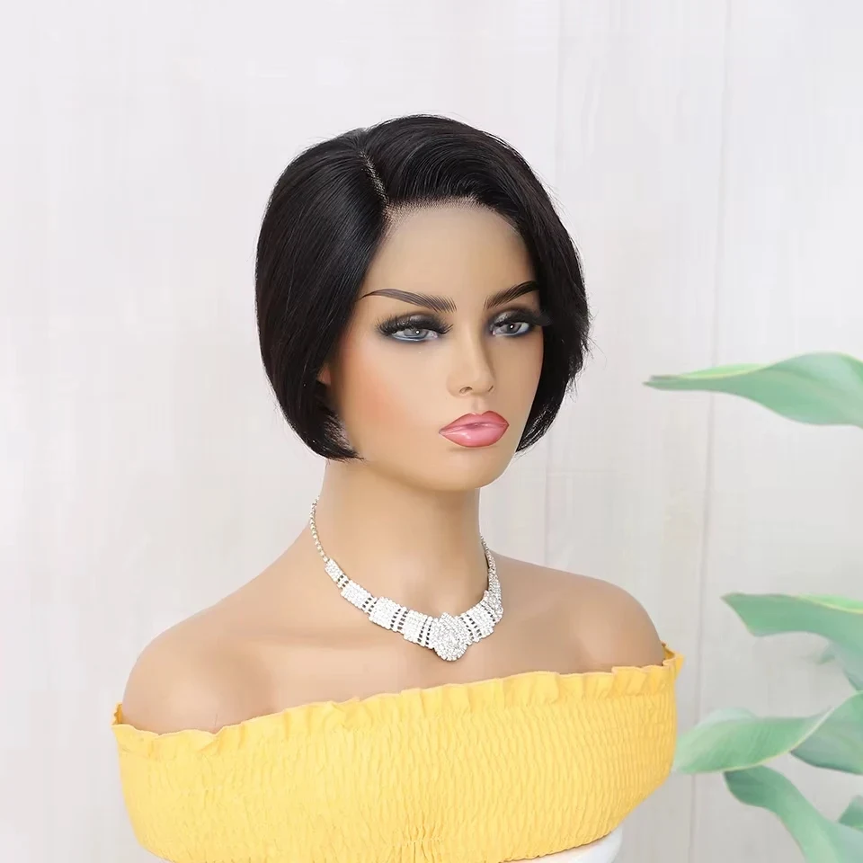 

AMYTUD Парик из натуральных волос с стрижкой пикси 13x4 Прозрачные парики на шнурке Короткий парик Боб Бразильские прямые кружевные фронтальные парики 180% для женщин