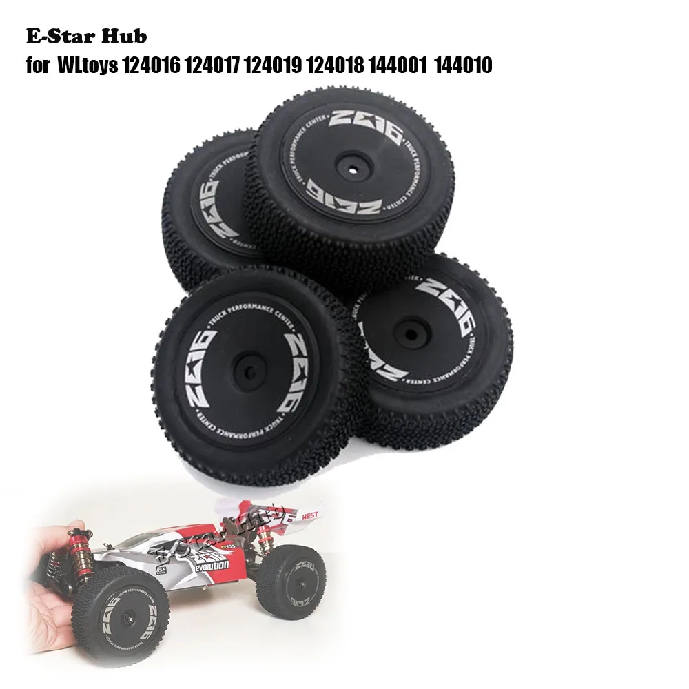 RC-Car-Räder, Originalreifen für WLtoys 124016 124017 124019 124018 144001 144010, ferngesteuerte Auto-Upgrade-Teile, Gummireifen
