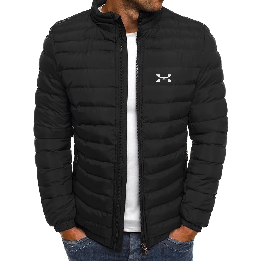 Jaqueta de pescoço simulado masculina, parka quente, casaco de marca de lazer, moda de rua, quente, inverno, 2024