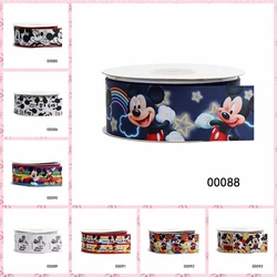 10yards Disney Mickey Mouse Cartoon Grograin Ribbon 25mm for Bows Printed DIY Craft Supplies Handmade Decoration Materials