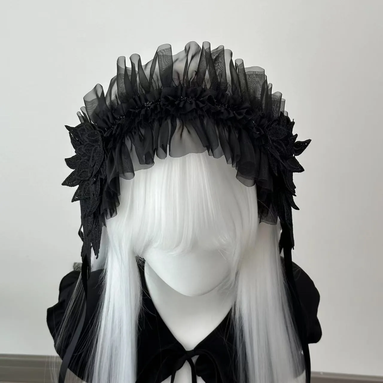 Bandeau Punk foncé, ailes d'ange noires et blanches, accessoires pour cheveux d'ange gothique, sous-culture, couvre-chef Lolita d'halloween