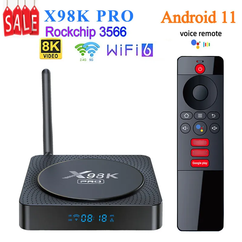 X98K PRO Android 11 TV box Rockchip RK3566 4GB 32GB 5G Wifi6 BT5.0 8K 1000M Set Top Box