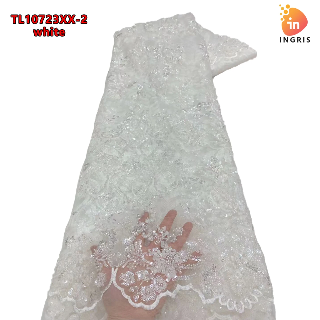 African Lace Fabric Nigerian Lace Bridal 2024 High Quality Beads Sequins Mesh Tulle Lace Fabric Suitable For Party TL10723XX